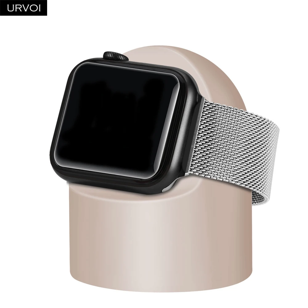 Pink sand URVOI подставка для apple watch series 5 4 3 2 1 держатель watchOS 5 Подставка для ночного клуба силиконовая домашняя зарядная док-станция для классического дизайна - Цвет: Pink sand