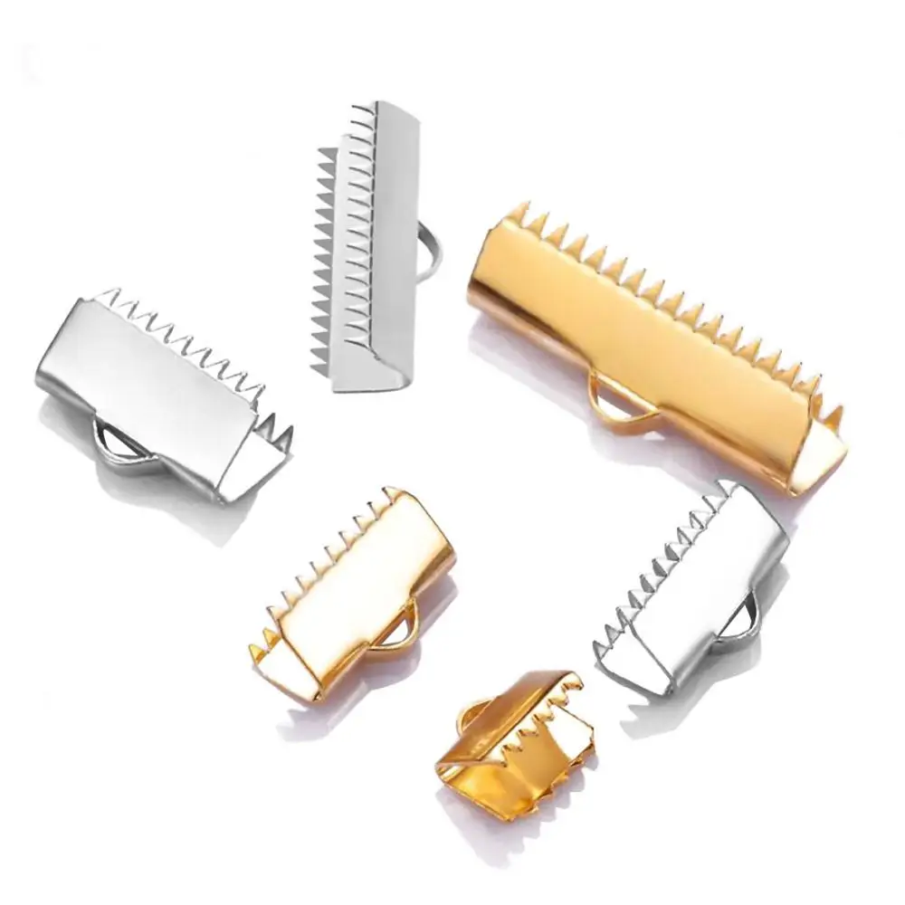 50pcs Stainless Steel Ribbon Cord End Caps String Leather Clip Necklace Bracelet Connector for Jewelry Making Supplies | Украшения и