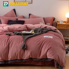 DIGYHOME, 4 шт., фланелевый Комплект постельного белья, высокое качество, коралловый флис, бархат, сплошной цвет, простыня, пододеяльник, наволочка, Комплект постельного белья