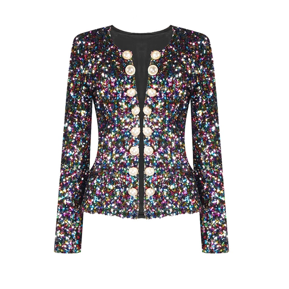 Amily. c 2020 Горячее предложение новый шикарный тонкий жакет с множеством блесток