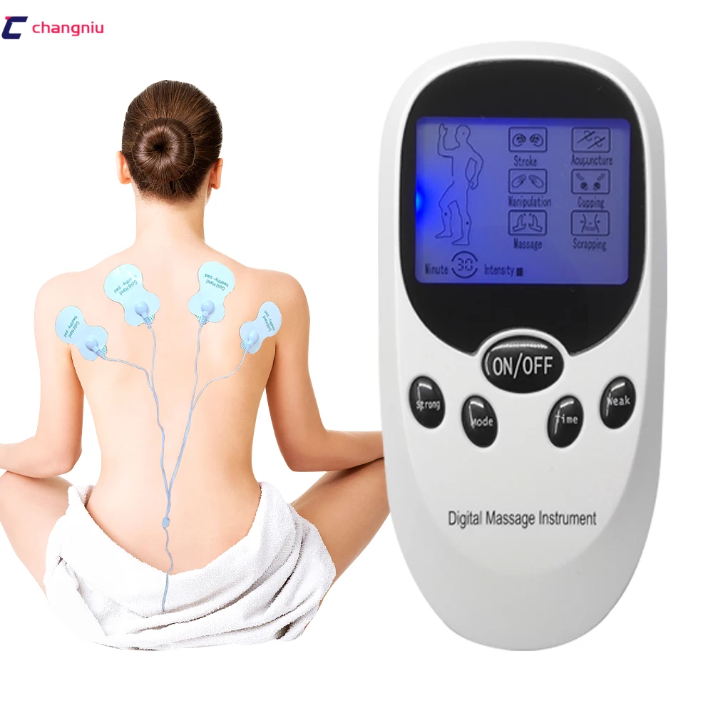 

2019 New Good quality Dual Outputs Body Slimming Electric Pulse Muscle Relax Fat Burner Massager (White)