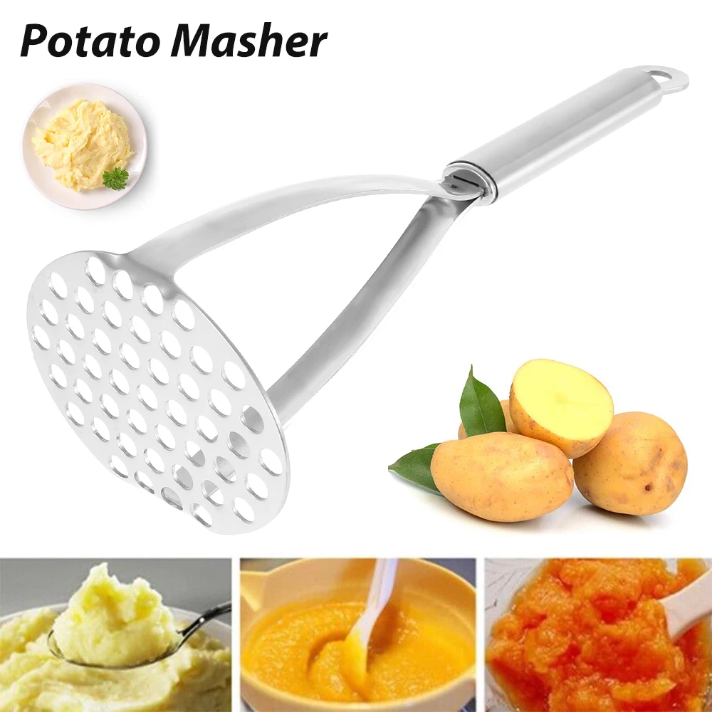 

Stainless Steel Potato Masher Corrosion Resistant Smooth Mashed Fruit Tools Fruit Vegetables Potato Press Crusher Kitchen Gadget