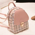 Женский маленький рюкзак из искусственной кожи, универсальная книжная сумка для девочек, клетчатая модная известная дизайнерская сумка на молнии, повседневная сумка