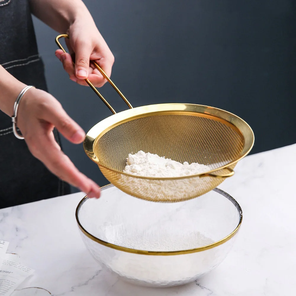 Stainless Steel Gold Mesh Separate Oil Strainer Flour Sifter Sieve Colanders Coffee Filter Kitchen Bakeware | Дом и сад