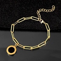 luxury brand design gold color link chain bracelets black roman numeral charm bracelet for men women wedding party jewelry