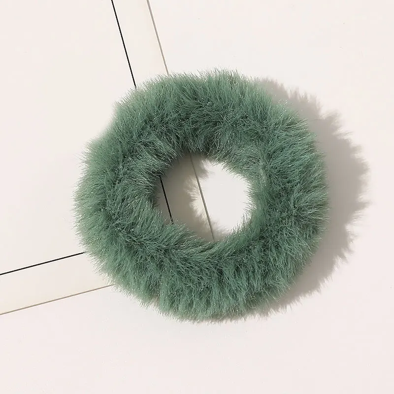 

Faux Fur Hair Ring Candy Color Rubber Band Simple Solid Color Soft Hair Band Furry Seamless Headband Women Hair Accessories