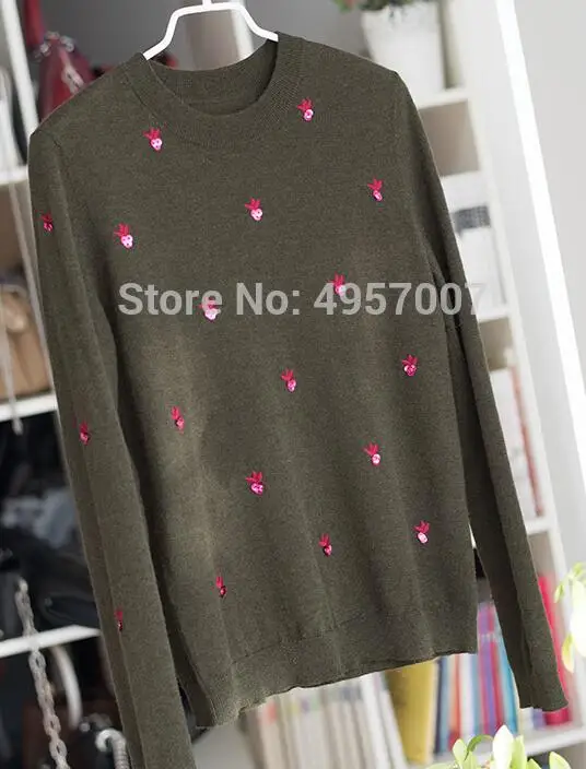 green as pic Шерсть блесток вышивка вязание длинный рукав тонкий свитер-2019ss желтый/зеленый/темно-синий вязаный пуловер Топ - Цвет: green as pic