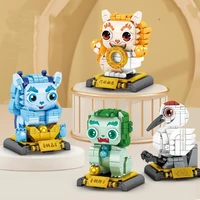 china mythical animals cartoon image jiaotu baxia building block lion red crowned crane building bricks assemble toys for gifts