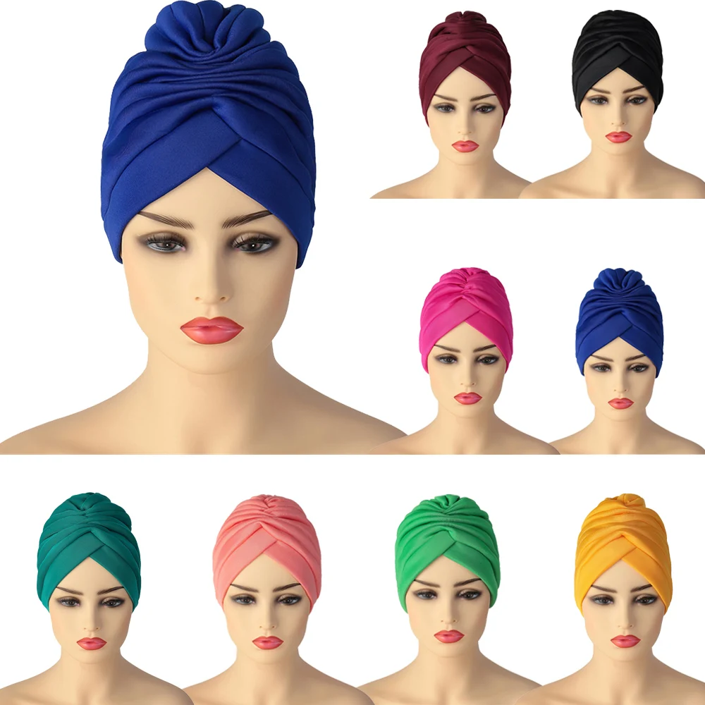 

2021 New Indian Turban Muslim Women Hijab Hat Inner Cap Underscarf Bonnet Hair Loss Cover Arab Headwear Beanie Head Scarf Wrap