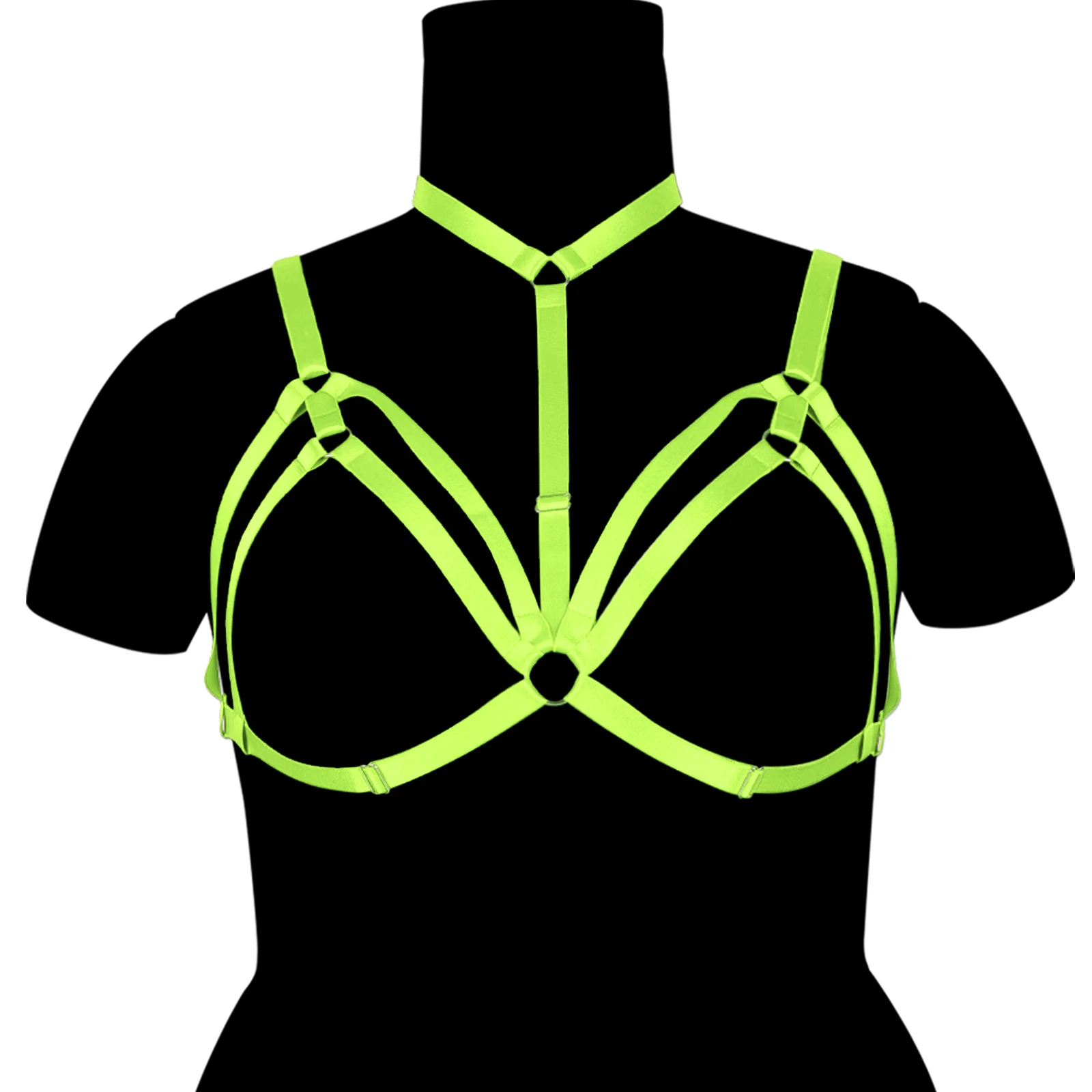 

Plus Size Pastel Goth Body Harness Bondage Woman Sexy Lingerie Suspender Belt Goth Rave Open Chest Bra Edgy Harness Bra