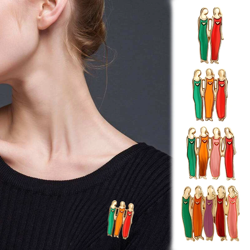 Эмалированная булавка с изображением сердца подруги и девушки винтажная Женская