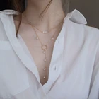 IFKM Модное Длинное жемчужное ожерелье для женщин многослойное жемчужное ожерелье с кулоном в стиле бохо 2021 трендовый чокер цепочка для свитера ювелирные изделия