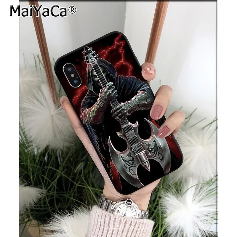 Чехол для телефона MaiYaCa Grim reaper skeleton Rock Music guitar Gun iPhone X XS MAX 6 6s 7 7plus 8 8Plus 5 5S SE XR 11 11pro max |