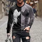 Европейская и американская популярная мужская повседневная футболка с 3D Цифровым принтом и длинным рукавом, модная трендовая футболка с 3D принтом