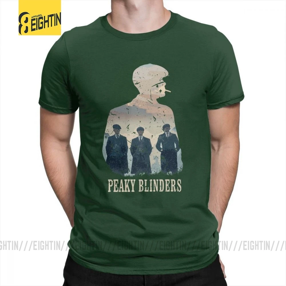 Peaky blinds футболки Уникальные для досуга Чистый хлопок мужские футболки с коротким рукавом o-образным вырезом футболки размера плюс популярный фильм - Цвет: Forest Green