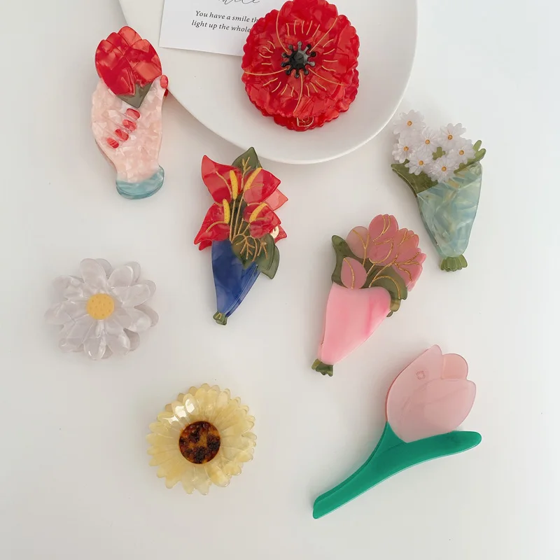 

Tulip Little Daisy Headdress High Texture Acetate Women Hair Clips Crab Flower Hair Clip accessories for Girls Hair Accessories