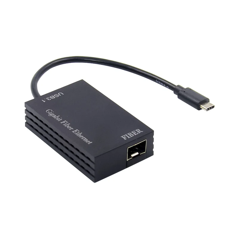 Гигабитный оптоволоконный адаптер Ethernet Realtek RTL8153 с Type C на SFP в пластиковом