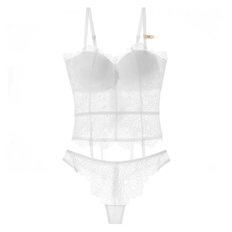 Комплект женского кружевного нижнего белья с чашкой пуш ап 1/2|Бюстье и корсеты| |