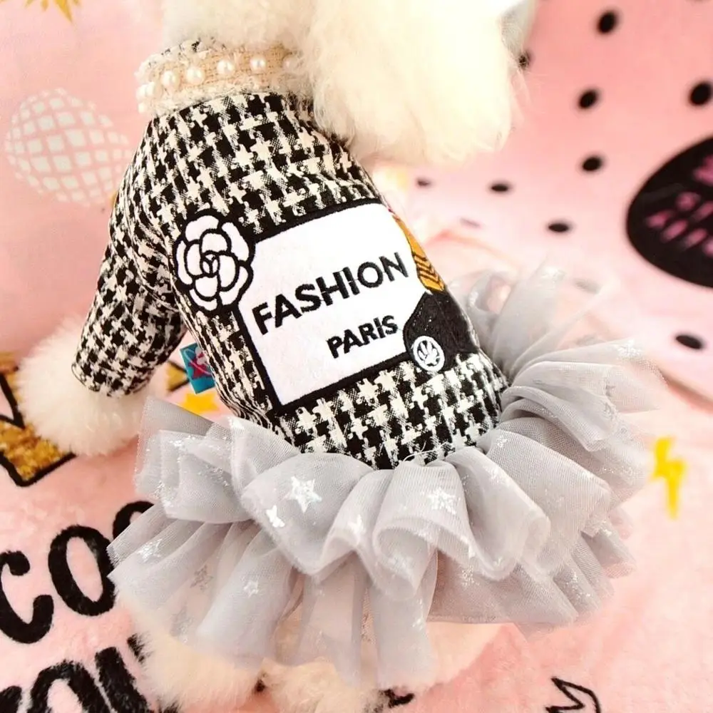 Женское зимнее платье для собаки розовый черный пачка осеннее теплое пальто