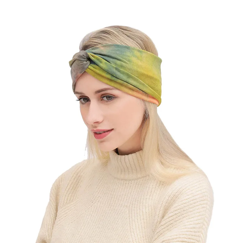 4PC Autumn Winter Headband Tie-dye Cross Hair Band Sports Running Headwrap Elastic Girls Accessories V6 | Аксессуары для одежды