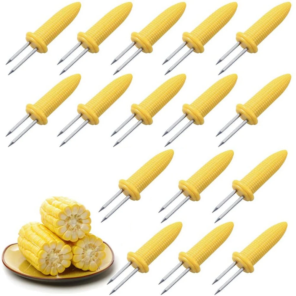 

Hot Sale 10Pcs Stainless Steel Corn Holders Corn on The Grill Double Fork Corn on The Cob Skewers Home Cooking Fork