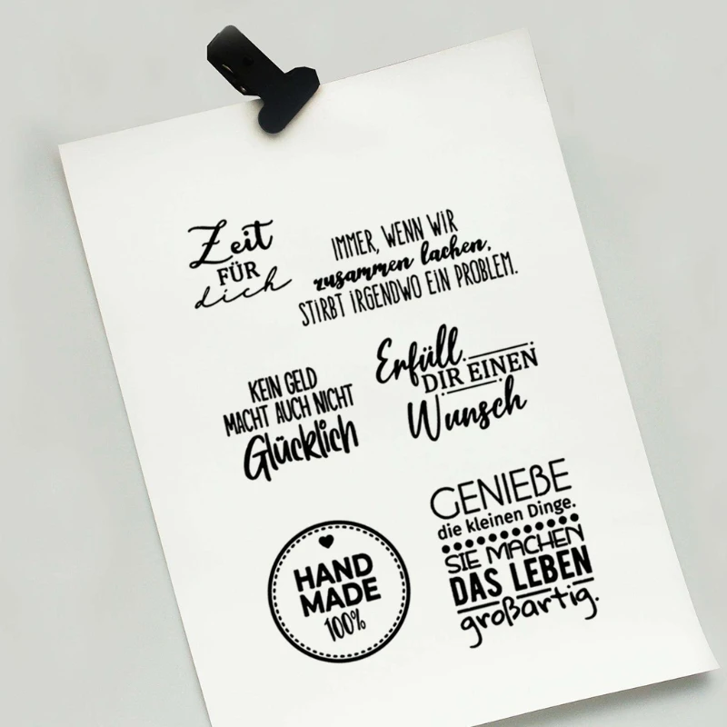 

German Quotations Wishes Lettering Clear Stamps Elegant Card Making Stamps for Card Making Decoration and DIY Scrapbook