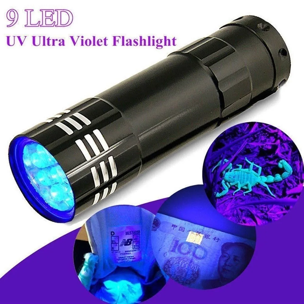 Ультрафиолетовый фонарик миниатюрная алюминиевая портативная лампа с 9