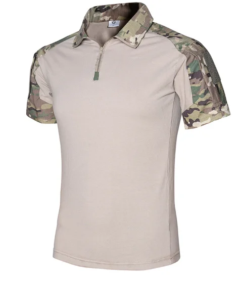 Outdoor Short Sleeve Polo Shirt ACU CP Desert Camouflage Tactical Military Uniform Absorb Sweat Hunting Men Combat Army Suit |