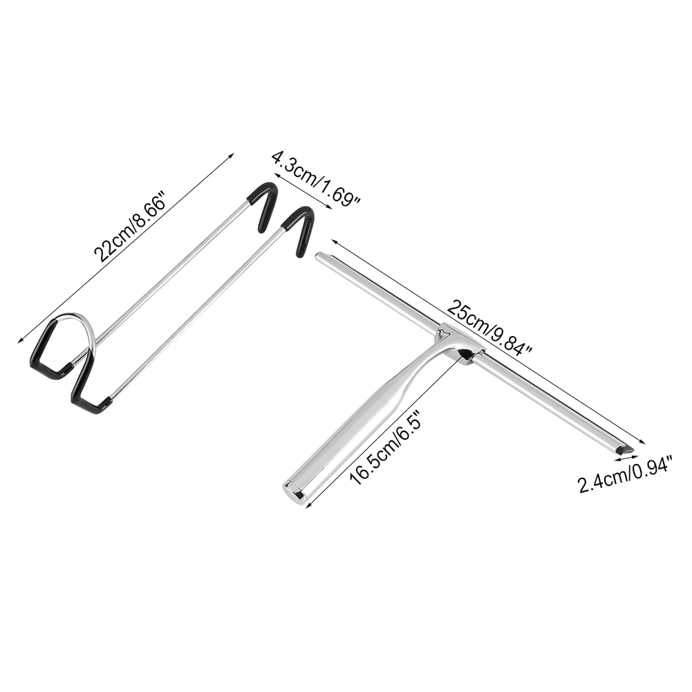 

Stainless Steel Zinc Alloy Window Squeegee Car Windshield Glass Mirror Cleaning Tool with Hook