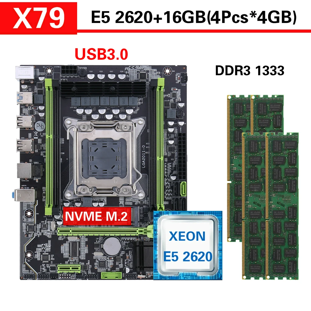 Чипсет Kllisre X79 материнская плата USB3.0 combos E5 2620 CPU 4 шт. гб памяти DDR3 ECCRAM