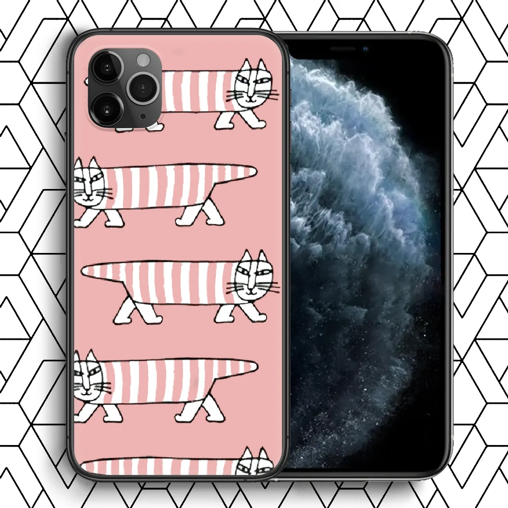 

Lisas Larson Cute Cat Phone Case For Iphone 4 4s 5 5S SE 5C 6 6S 7 8 Plus X XS XR 11 12 Mini Pro Max 2020 black Coque Pretty