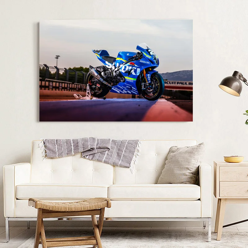 Картины в рамке сделай сам сузукис синий Мотогонки Супербайк спортивные постеры