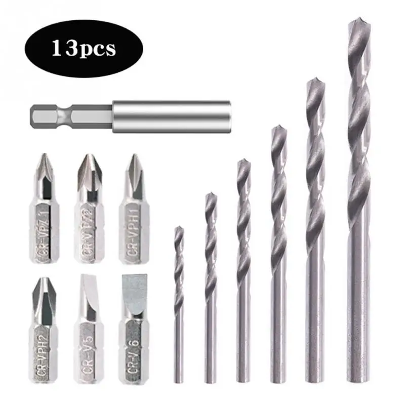 

13pcs/set HSS High Speed Steel Drill Bit Set Hardware Accessories Home Twist Durable For DIY Tools