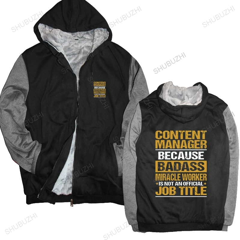 

Content Manager hoodie Badass Is Not An Official Job Title Vintage warm coat thick hoody Digital Print pullover
