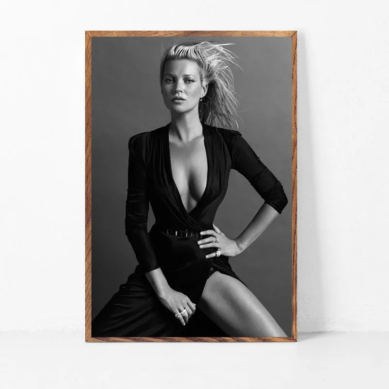 Kate Moss супер модель звезда Мода сексуальная B& W художественная живопись Шелковый Холст плакат настенный домашний декор