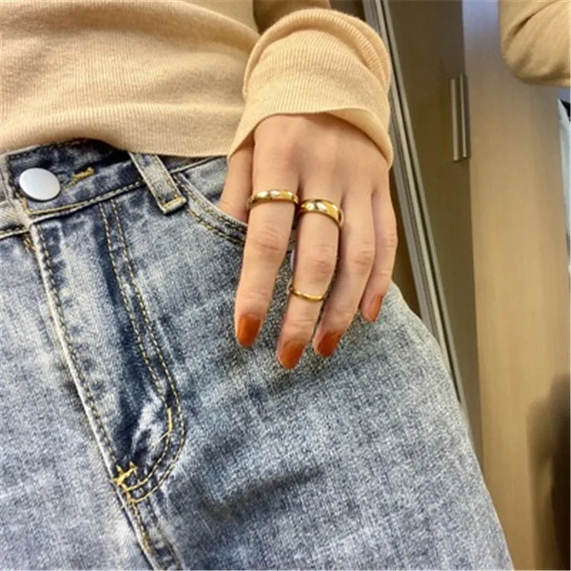 Простые Кольца из розового золота для мужчин и женщин серебристое кольцо