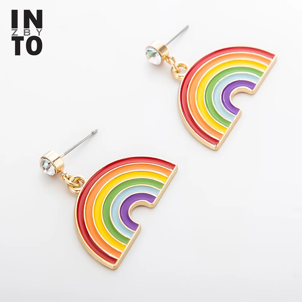Женские серьги подвески в форме радуги разные цвета красные синие круглые