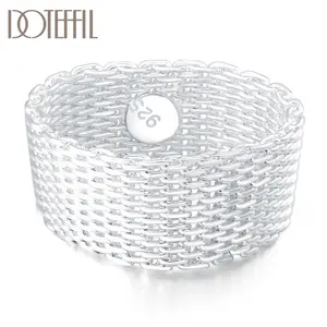 Изысканное Сетчатое кольцо DOTEFFIL из стерлингового серебра 925 пробы для женщин, модное свадебное обручальное вечерние нее Подарочное очаровательное ювелирное изделие