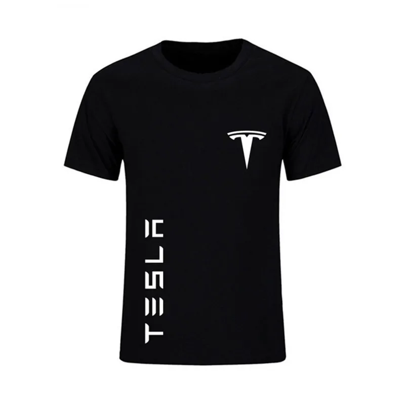 Мужская футболка Tesla с электрическим автомобилем хлопковая брендовая одежда