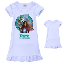 Girls Nightgown Raya and The Last Dragon Ice Silk Pajamas Summer Kids Nightdress Cartoon Baby Raya Sleeping Dress Homewear