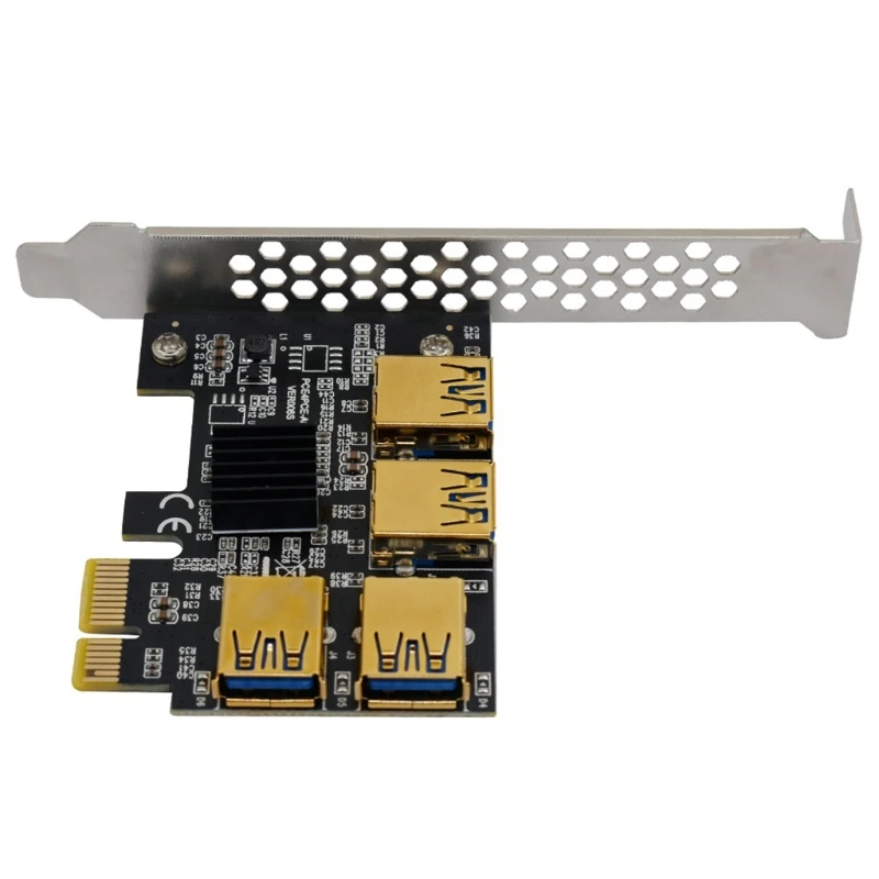 

PCI-E Extender Riser Card 1 to External 4 USB 3.0 Adapter 16X Slots Bitcoin Mining Card PCI-E Adapter Riser Card