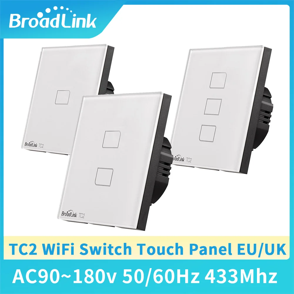 

Broadlink WiFi Switch TC2 Light Switch Wall UK EU Touch Panel 1/2/3 Gang RM PRO IR+RF Remote Control for Alexa Google Home IFTTT