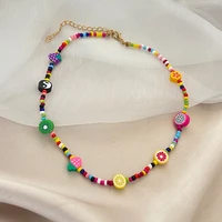 choker tai chi pattern pendant resin bead necklace for women creative colorful beaded fruit chians necklace cute jewelry gift