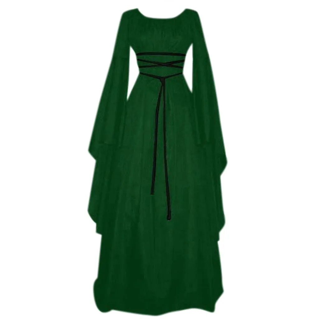 Женское винтажное платье до пола готическое в средневековом стиле длинное для
