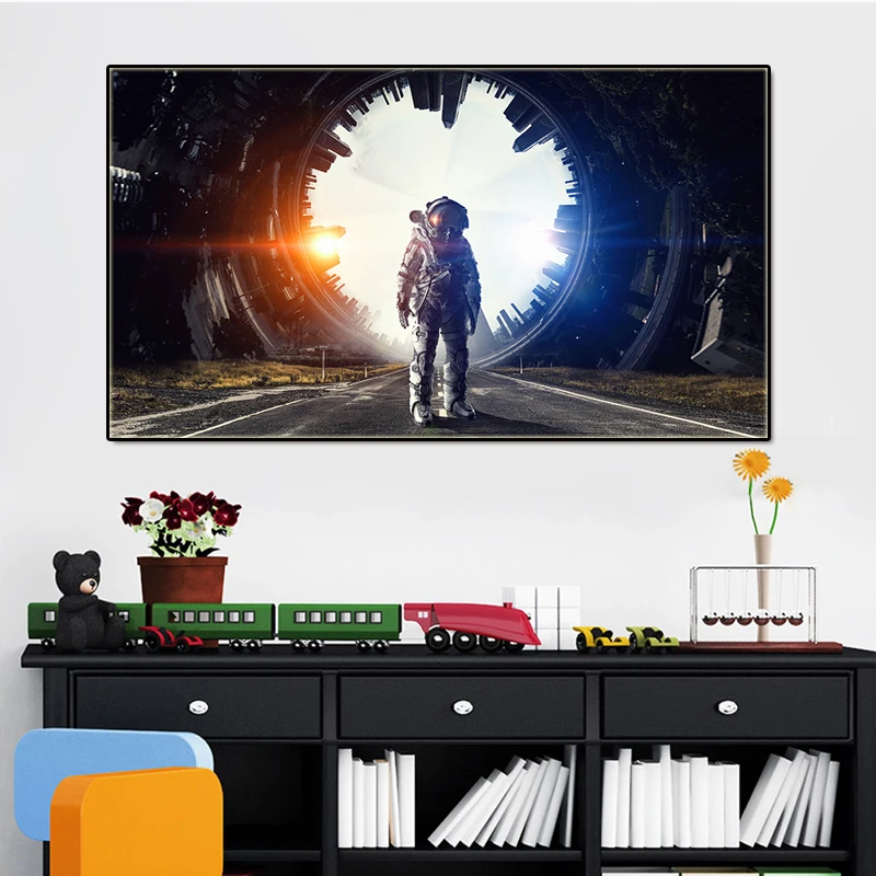 Домашний декор холст картина искусство на стену Женский космический астронавт
