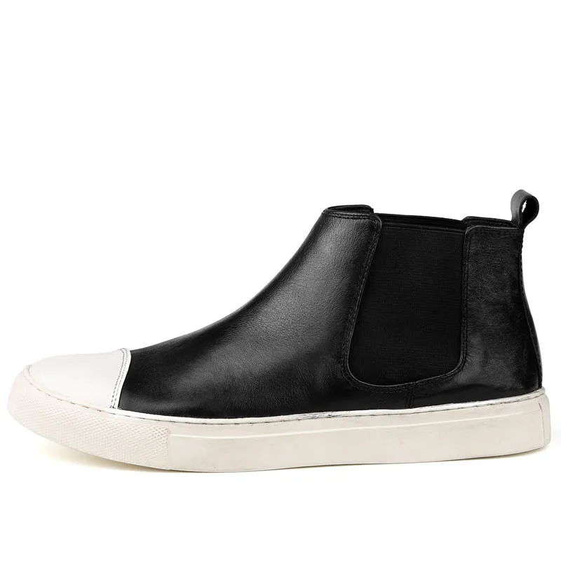 Мужские зимние ботинки челси из натуральной бычьей кожи без застежек с круглым