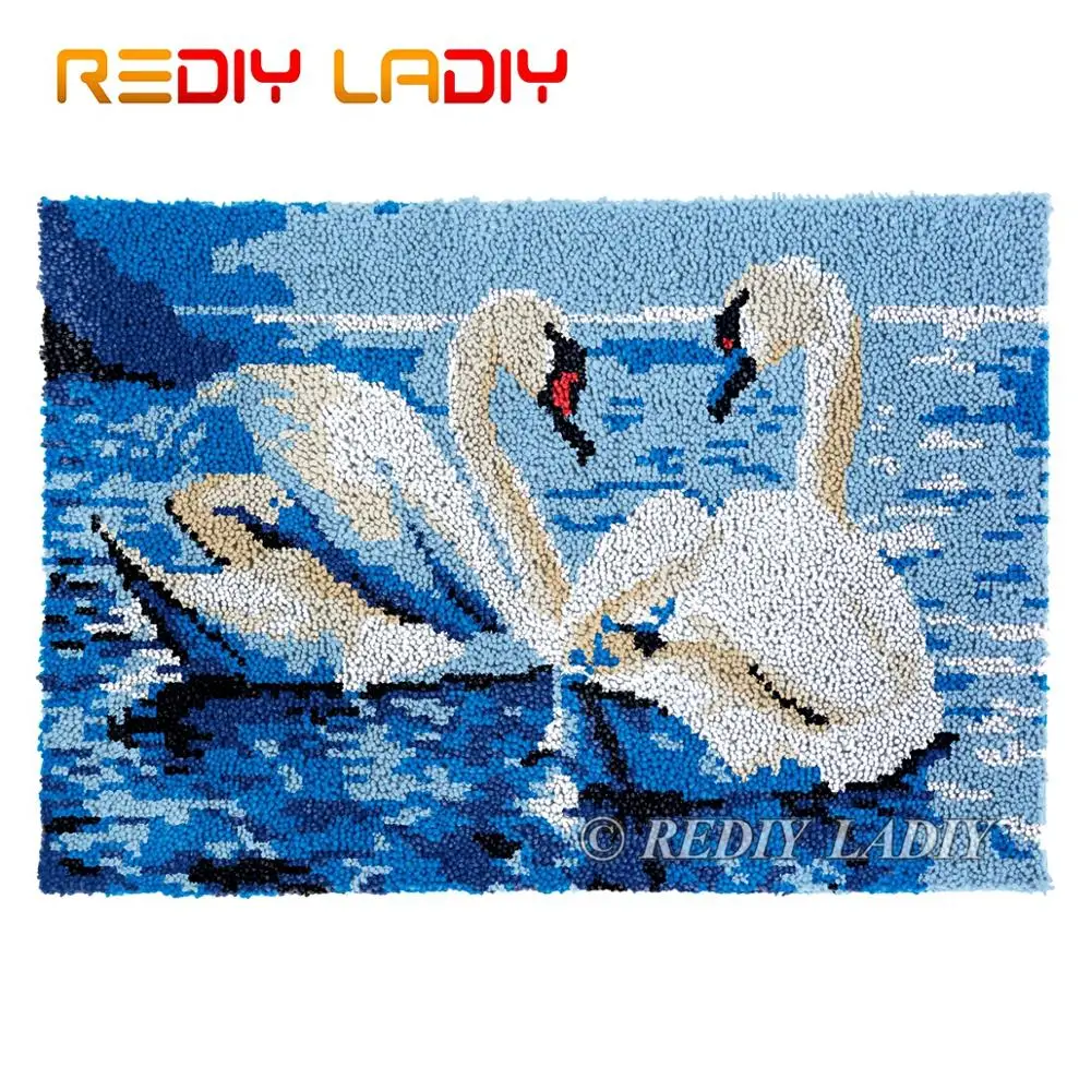 

Крюк с защелкой Наборы два белых лебедей "сделай сам" ковров пышные наборы гобеленов Наборы на не сужающемся книзу массивном пряжа вязаное П...