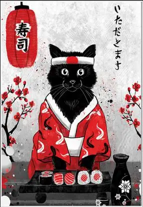 Модульный Шелковый плакат Ruby Geisha с японским Самураем скандинавский