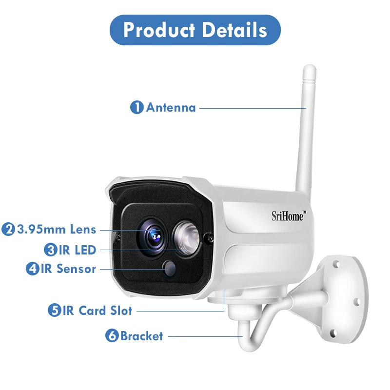 Беспроводная камера видеонаблюдения Sricam SH024 1080P Wi Fi IP 2 МП водонепроницаемая