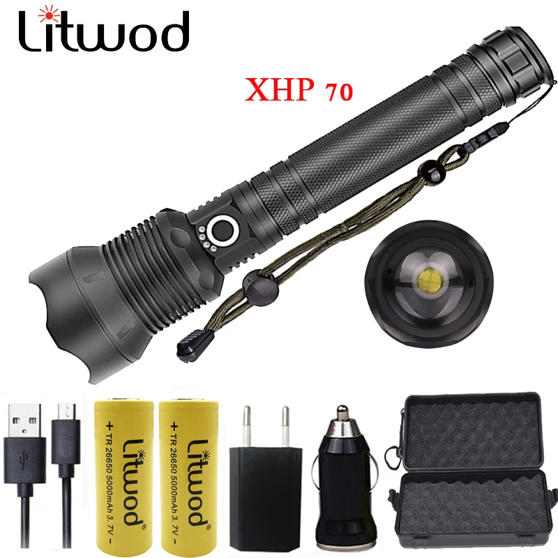 Высокомощный тактический светодиодный фонарик Z30 Litwod 1282 CREE XHP70.2 светильник онарь